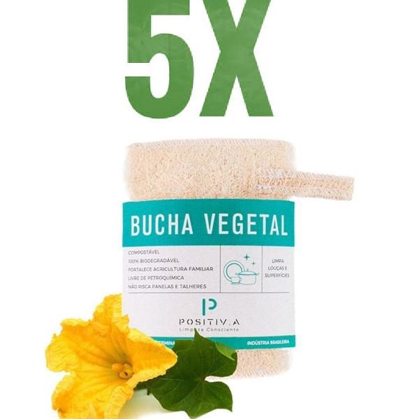 Kit com 5 Bucha Vegetal Positiva Banho E Louça Artesanal