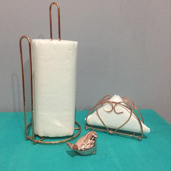 conjunto de porta papel rose gold!