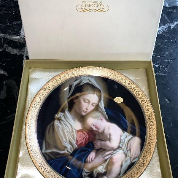 prato limoges decorativo com ouro 24k