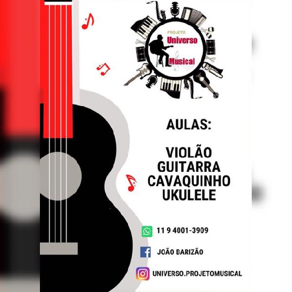 Aulas de violão, guitarra, Cavaco, ukulele