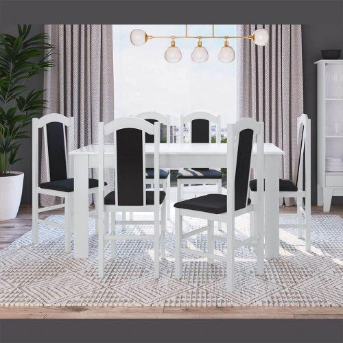 Conjunto Mesa Com 6 Cadeiras Branco e Preto Lilies