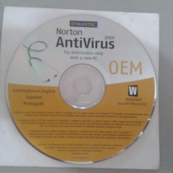 Cd original raro: norton antivírus - 2001 # impecável #