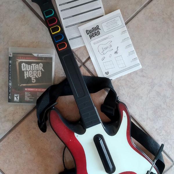 Guitarra guitar hero + jogo guitar hero 5 para ps3