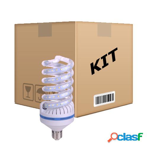 Kit 10 lâmpadas led espiral 24w econômica e27 bivolt branco frio