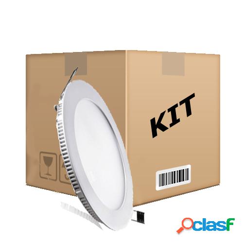 Kit 10 Painel Plafon Redondo Luminária Embutir Led 18w Bivolt Branco Frio