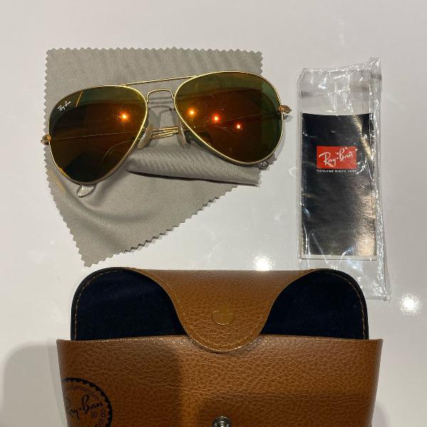 Ray ban aviador lente vermelho espelhado