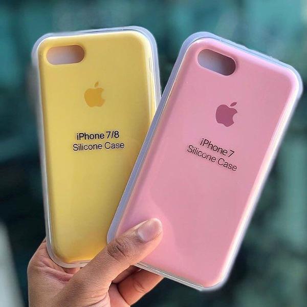 capinha iphone 7/8normal silicone aveludado (rosa,amarela)