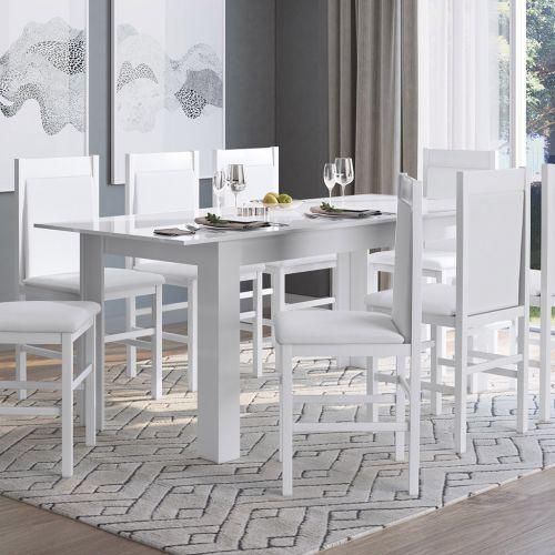 Conjunto Mesa El/u00e1stica 6 Cadeiras Branco Lilies