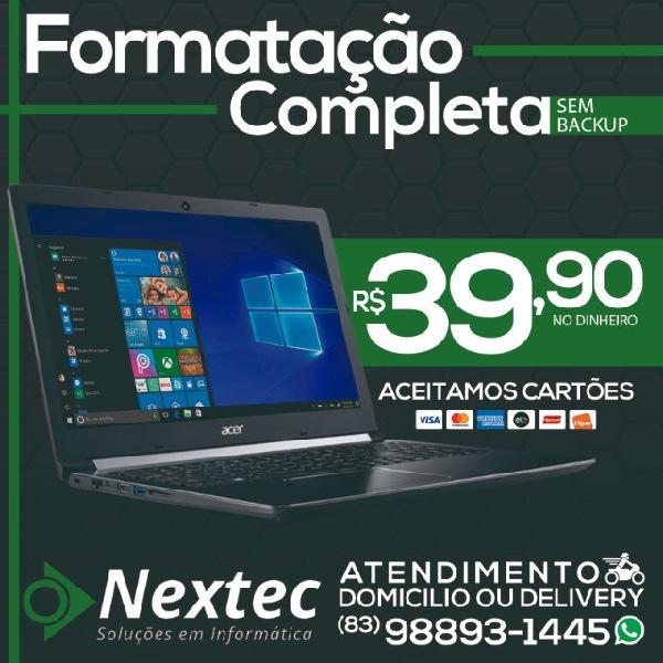 Formatação completa para computador, notebook - domicilio