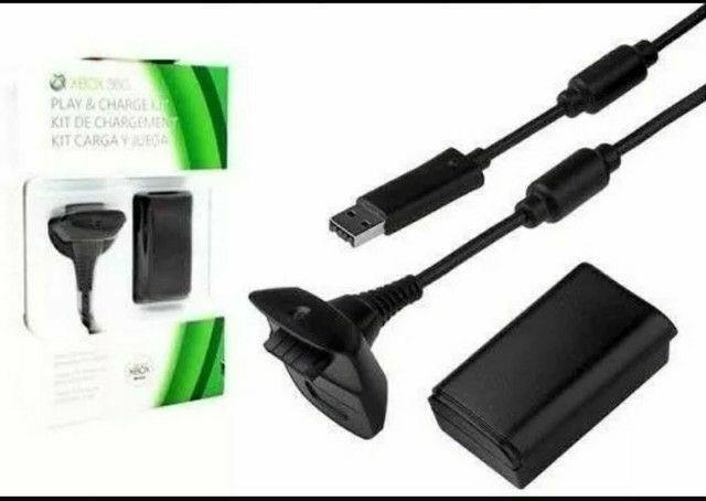 Bateria Para Controle Xbox 360 Com Cabo E Carregador