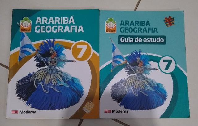 Livro usado araribá geografia + guia de estudos 7° ano