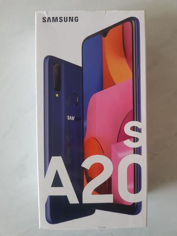 Samsung galaxy a20s azul 3 gb/32 gb, tela 6.5, 4g + cartão