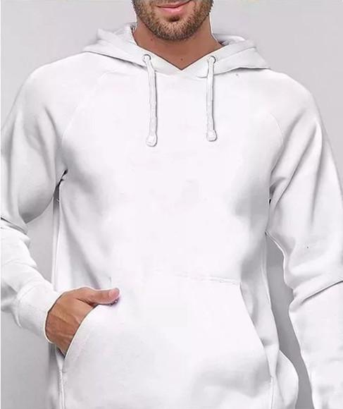 Blusa moletom masculino capuz bolso jaqueta casaco branco