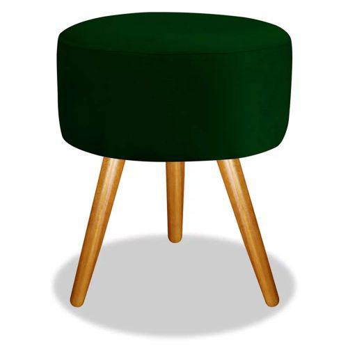 Puff Decorativo Redondo P/u00e9s Madeira Suede Verde