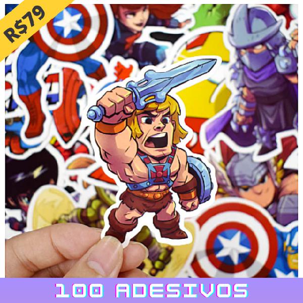 100 Adesivos Decorativos - Super Heróis Variados