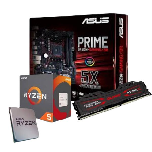 Kit upgrade b450 asus gaming/br + ryzen 5 2600 + memoria 8gb