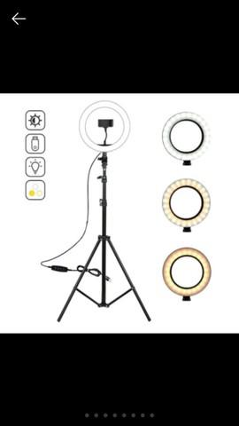 Ring light led iluminador 26cm 10 polegadas completo 1.7m