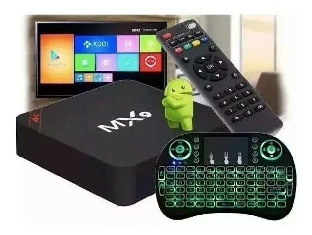 Kit tv box sua tv em smart 8ram/128 memória + teclado led