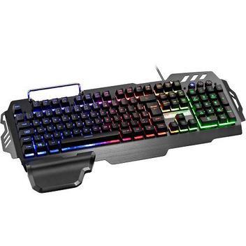 Teclado Warrior Gamer com Fio USB LED Superficie em Metal