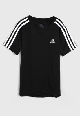 Camiseta adidas Performance Infantil D2M 3 Listras Preta