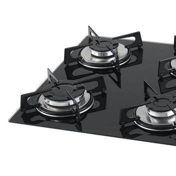 Cooktop Fischer 4 Bocas Vidro Temperado Chama Rápida Preto