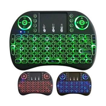 Mini teclado sem fio wireless com led 3 cores touchpad