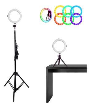 Rgb Ring Light Iluminador 10 Pol Luz Led Profissional Usb -