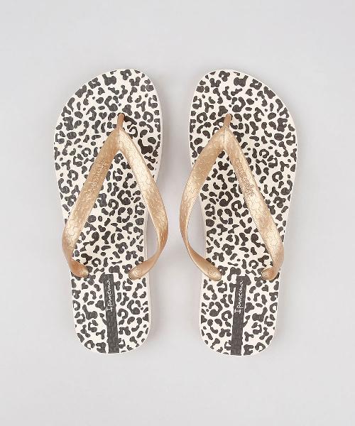 Chinelo Feminino Ipanema Estampado Animal Print Onça Bege