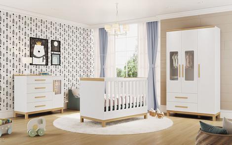 Quarto Completo Bebê Moveis Peroba Louis Retro 100% MDF 03