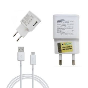 Carregador samsung galaxy original branco + cabo usb v8