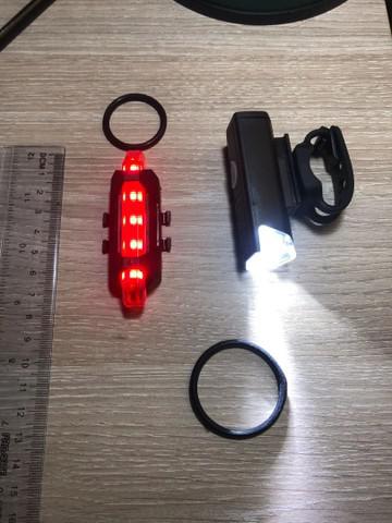 Farol led bicicleta dianteira e traseira- usb recarregável