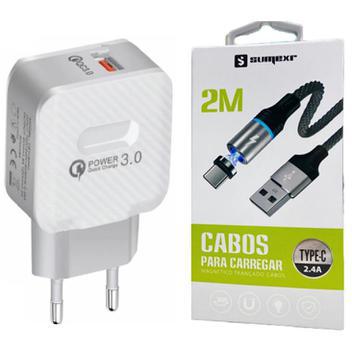 Carregador turbo + cabo magnético 2m para celular samsung