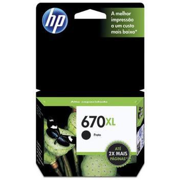 Cartucho hp original (670xl) cz117ab - preto rendimento 550