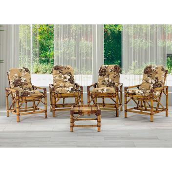 Conjunto 4 cadeiras e mesa de bambu área - vl decor bp03 -