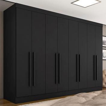 Guarda Roupa Casal Mayra 8 Portas Preto Fosco - Moveis