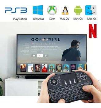 Mini teclado bluetooth para smart tv pc gamer muda de cor