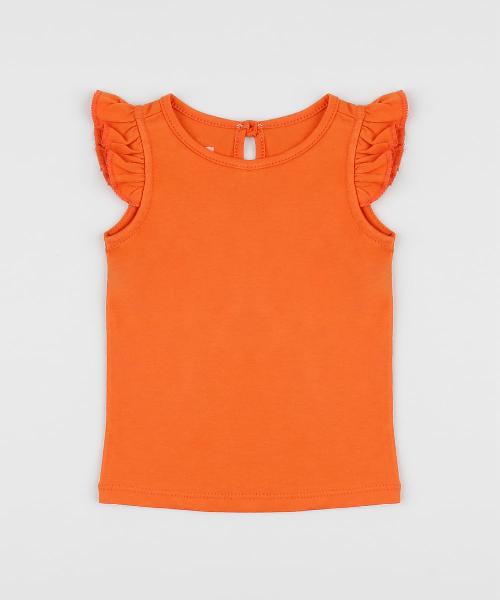 Blusa Infantil Básica com Babado na Manga Laranja