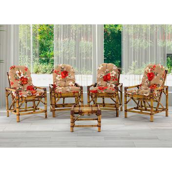 Conjunto 4 cadeiras e mesa de bambu área - vl decor bp09 -