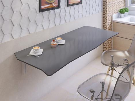 Mesa de Parede Dobrável 68x46cm - Cor Cinza - Ides - Mesa