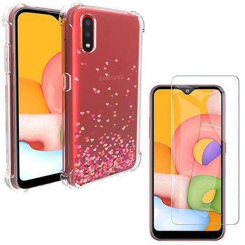 Capinha capa anti impactos corações rosa galaxy a01 +