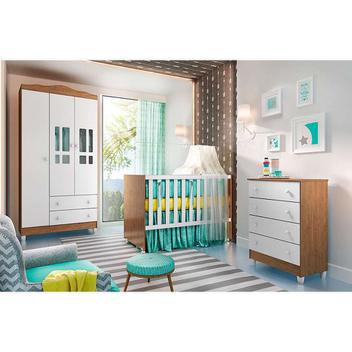 Quarto infantil decorado ariel lll branco e amadeirado -