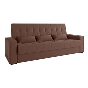 Sofá-Cama Casal 3 Lugares Lívia Suede Marrom - Cometa -