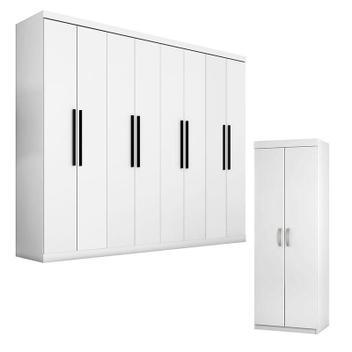 Guarda Roupa 1684 Branco e Armário Multiuso 6020 Branco -