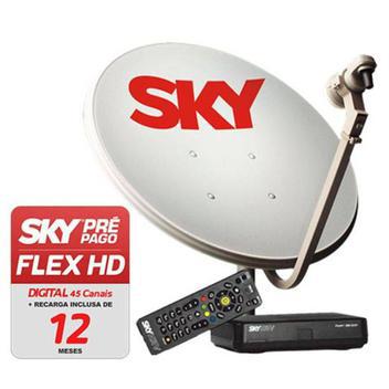 Receptor sky pré-pago livre 12 meses antena 60cm completa -