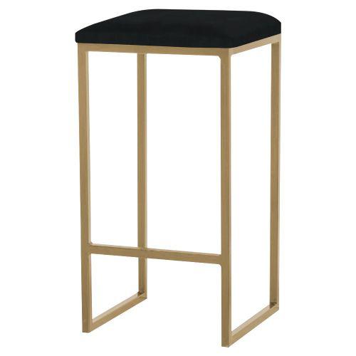 Banqueta decorativa billie base gold veludo preto - gran