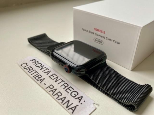 Apple watch series 5 (lte) - 44mm - aço inoxidável. troco