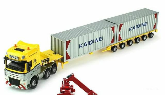 Miniatura Caminhão Rebaixado Container em Metal Kaidiwei