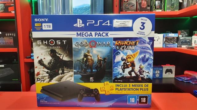 Ps4 mega pack 1tb c/ 3 jogos