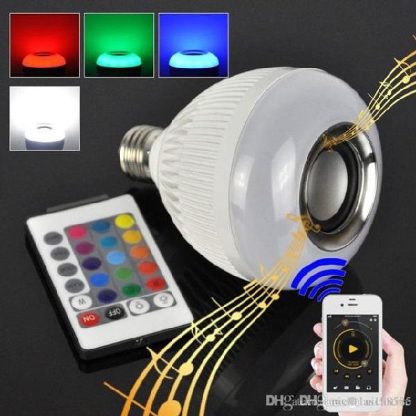 Lâmpada Caixinha De Som Bluetooth Rgb Led Cores Music Bulb