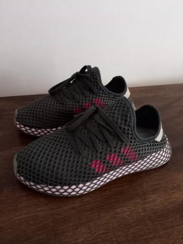 Tênis Adidas Deerupt Verde e Rosa